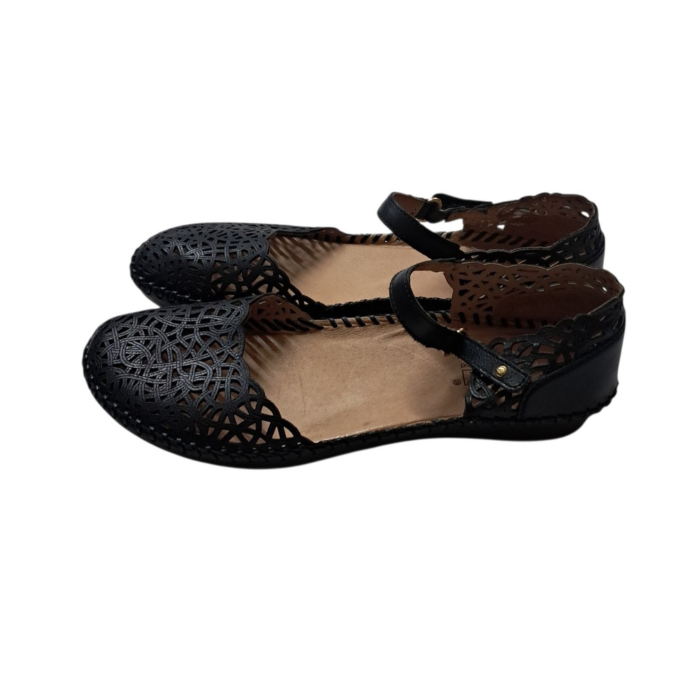 Pikolinos Vallarta Mary Jane Flats Womens EU 41 US 10.5 Black Laser Cut Leather